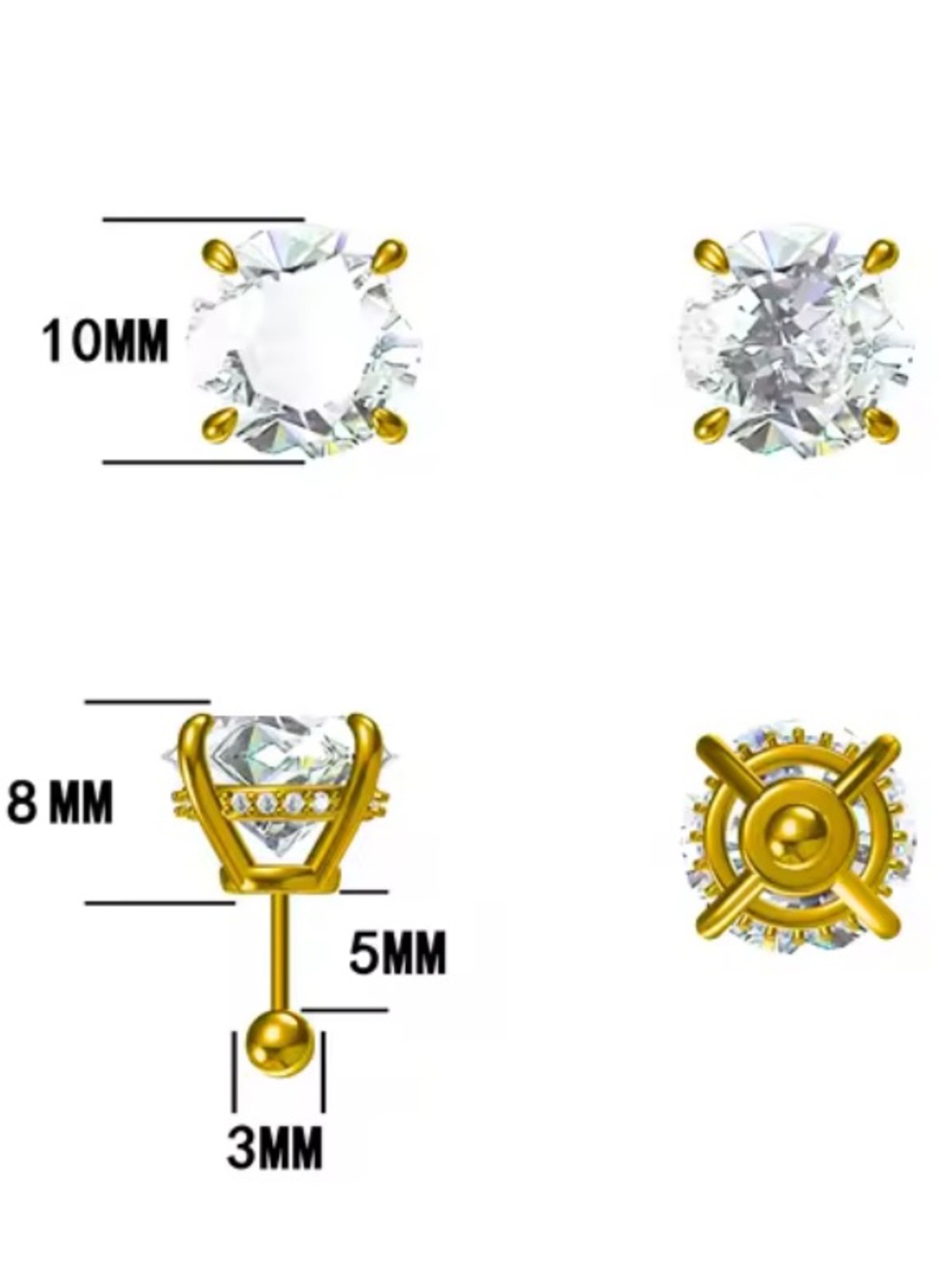 Earrings 5 carat studs custom with screw on backing Babydoll Bling Boutique - Picture 8 of 9